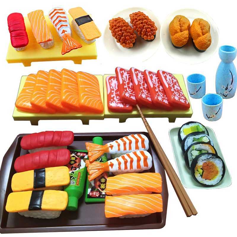 Kids Kitchen Simulation Barbecue Japanese Food Pretend Play Sushi Tuna Shrimp Wasabi Sashimi Toy Set Girl Boy Cooking Toys Model C250922