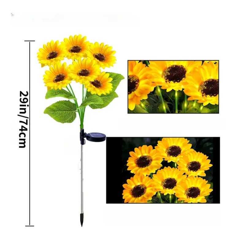 NEWEST 631Head Solar Simulation Sunflower with Luminous Pole LED Lights Garden Yard Lawn Night Lights Landscape Decor Lamp C250922
