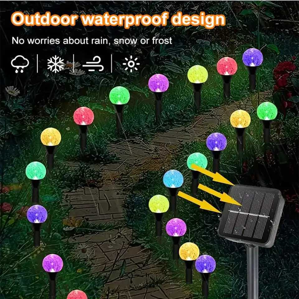 Solar Led Bubble Ball Lawn Lights Decorative Lamp Outdoor Warm Decoration Powered Driveway Lamps For Patio Walkway Garden String C250922