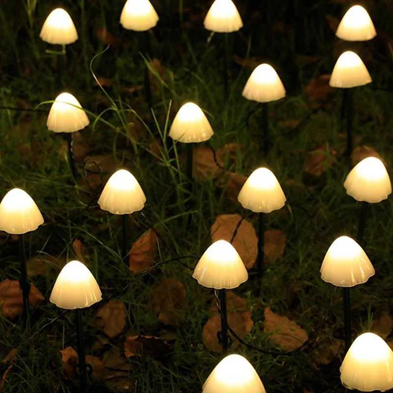 LED Solar Mushroom Lights String Set Of 1020Pcs 8 Modes Lawn Fairy Lights Outdoor Garden Patio Path Landscape Decoration Lamps C250922
