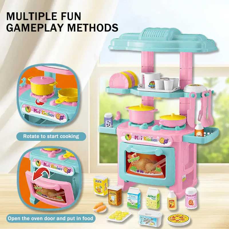 Mini Kitchen Counter Play Set DIY Simulated Cooking Food Tableware Play House Role Play Pretend Game Toys Girl Children Day Gift C250922