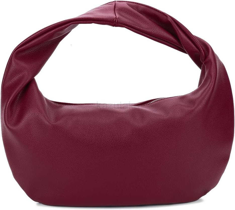 Women Slouchy Small Tote Bag Soft Leather Handbag Black Shoulder Bag Burgundy Red Purse Z250922