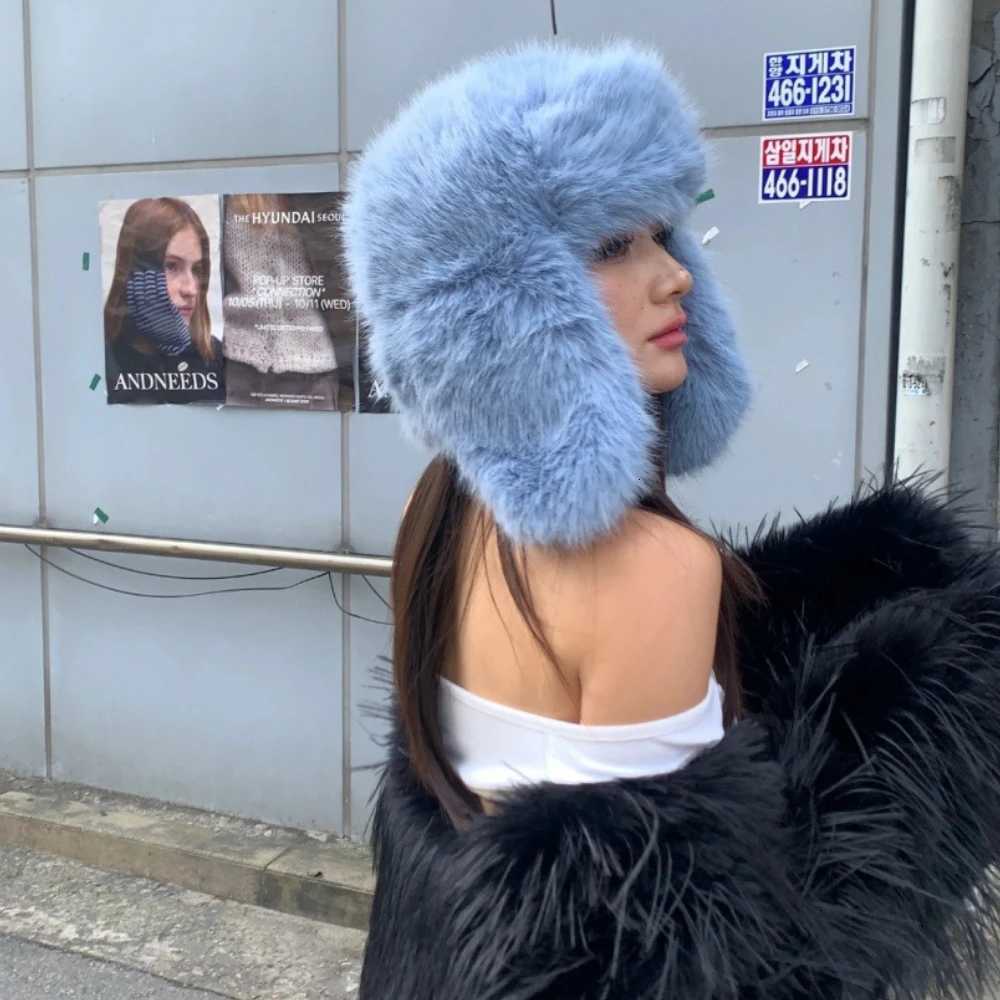 Fluffy Imitation Mink Fur Bber Hats Mens Autumn and Winter Korean Version P ot Hat Fem Ins Blogger Cycling Cold Hat Y250920
