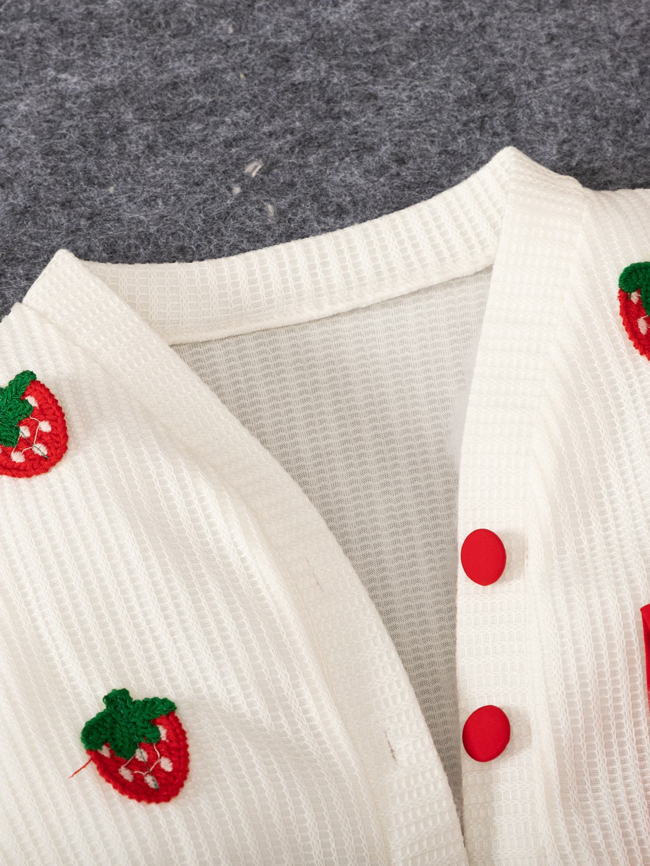 Toddler Girl 2pcs Set: Strawberry Embroidered White Cardigan & Red Pleated Sleeveless Dress, Cute Outfit-2690