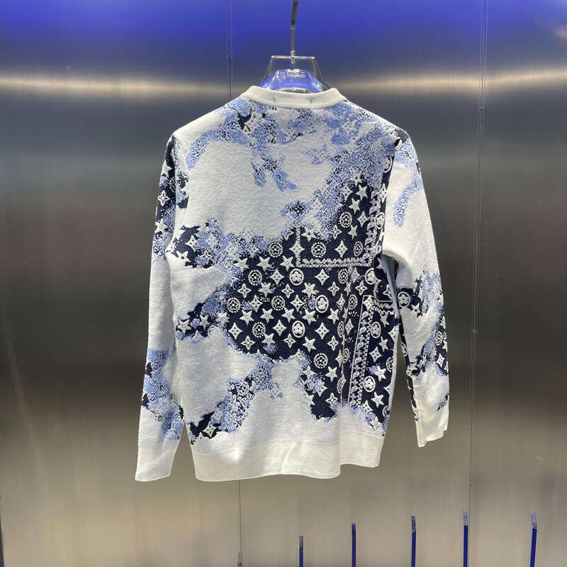 Men's Clothing Blue Pullover Top printing Sweatshirts for Man embroidery Hoodieless Slim Fit Style top Sweaters