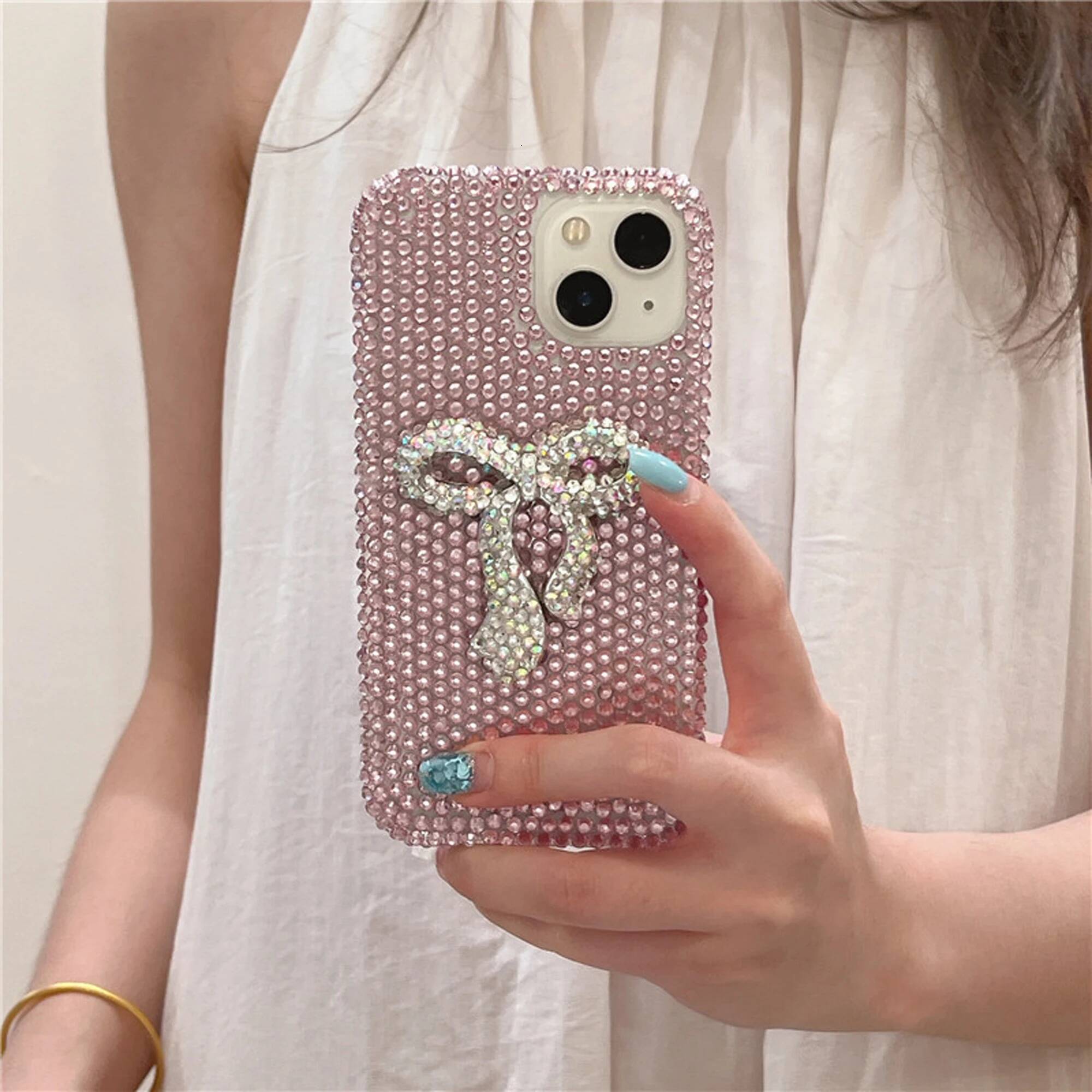 Full Dia Bow Sparkling Cute Phone Protective Cover for iPhone 16 Pro Max Case