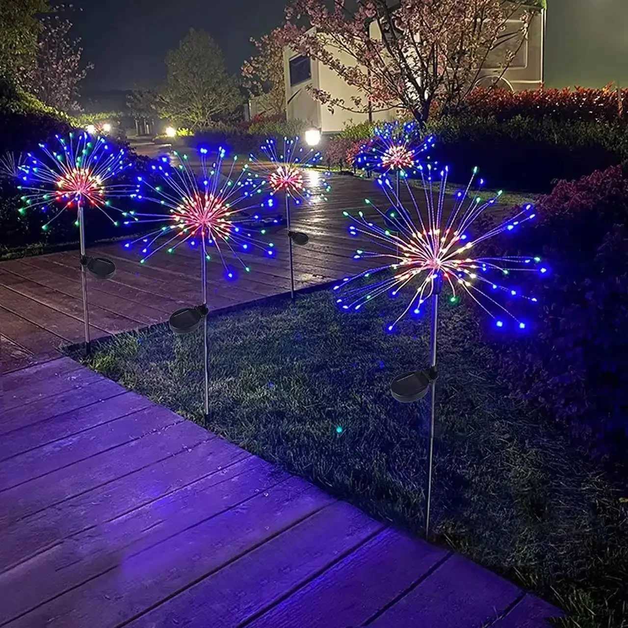 NEW 200LEDS Solar Powered Firework Lights LED Copper Wire Fairy Lights Lawn Pathway Garden Decoration C250922
