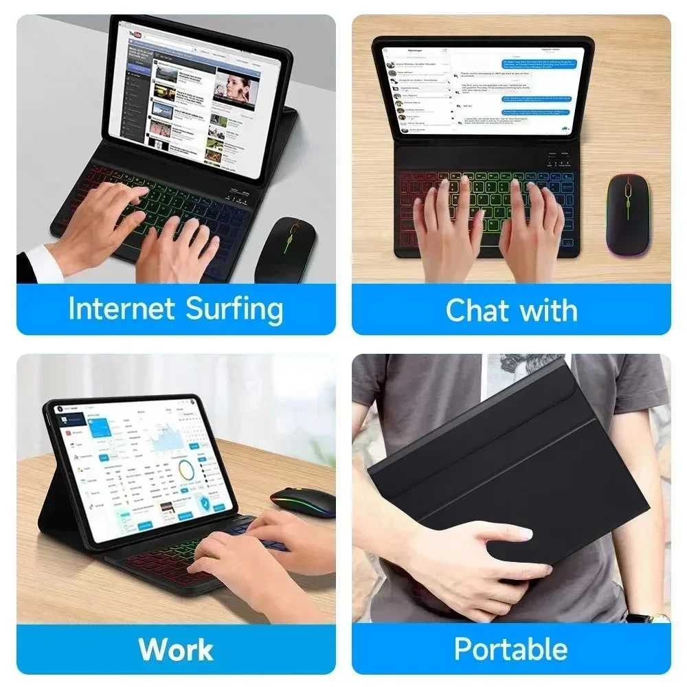 Tablets Keyboard Case for Redmi Pad 2 2025 Cover for Redmi Pad 2 11 inch 2025 Teclado Cover Rainbow Backlit Keyboard Case Z250922