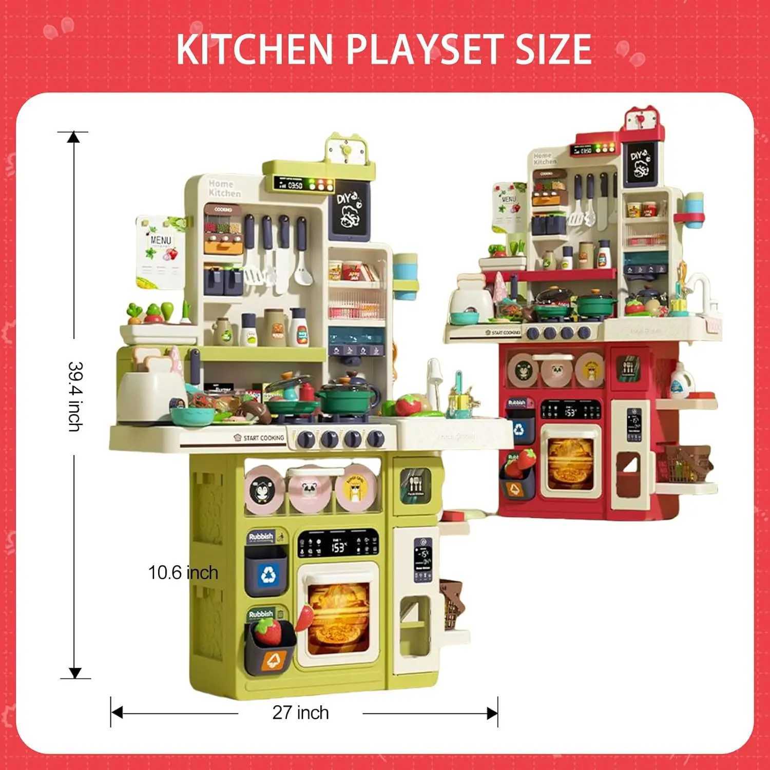 100CM Kids Kitchen Playset with Sound Light Cooking Stove with Steam Play Sink Toy Pretend Play Food Toys for Boys Girls Gift C250922