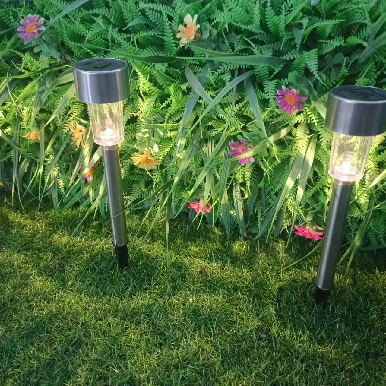 5pcs Lawn Light Solar Ground Plug Light Stainless Steel Small Tube Light Outdoor Landscape Lighting For Backyard Patio C250922