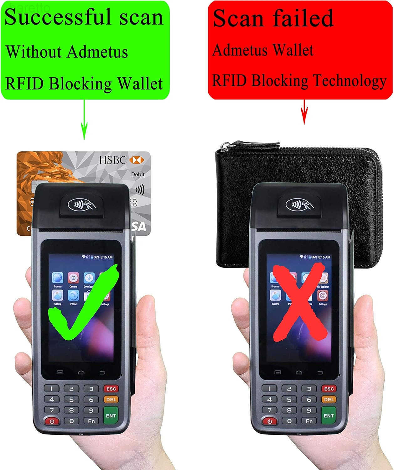 Admetus Mens Zipper Wallet Leather Bifold Wallets Slim RFID Blocking Zip Around Credit Card Holder Compact Small Wallet Z250922