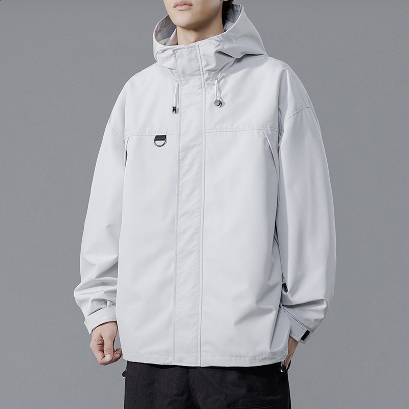 Techwear Jacket for Men Black Spring Japanese Streetwear Hooded Coat 210811