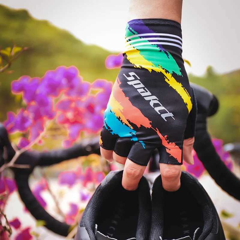 SPAKCT Riding gloves Half finger breathable mountain bike bicycle colorful sports gloves men women cycling short finger gloves J250922