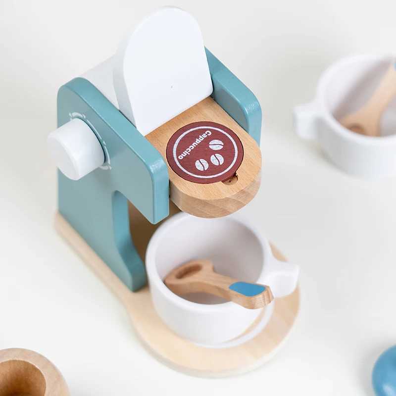 Wooden Kitchen Pretend Play Toy Simulation Wooden Coffee Machine Toaster Machine Food Mixer Baby Early Learning Educational C250922