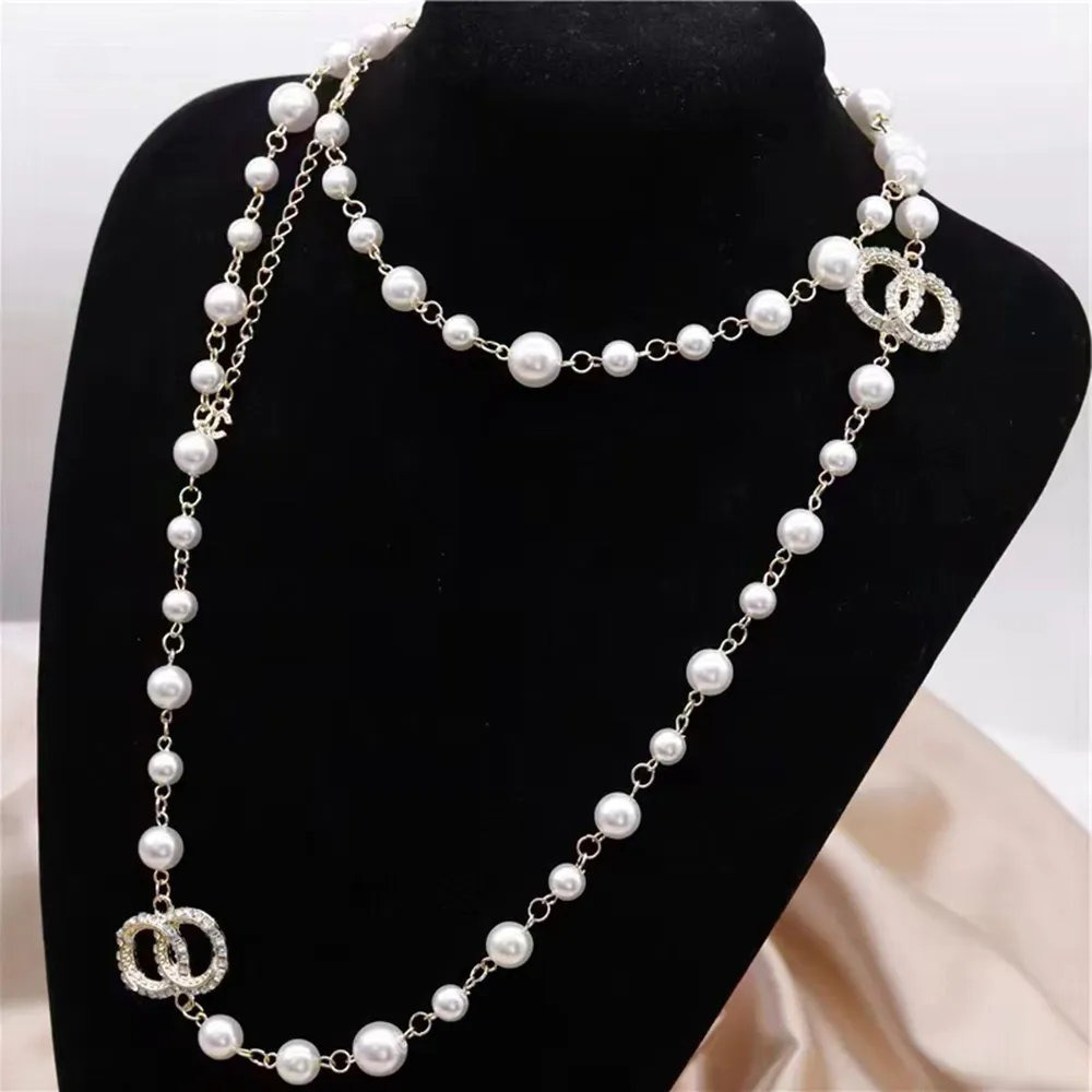 Luxury Brand Designer Pendants Channel Necklaces Pearl Letter C Choker Pendant Necklace Sweater Chain Jewelry Accessories