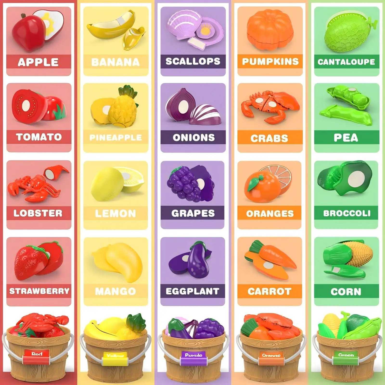 Fruit bucket cutting and joy toy vegetable simulation childrens play kitchen baby food vegetable cutting kitchen utensil C250922