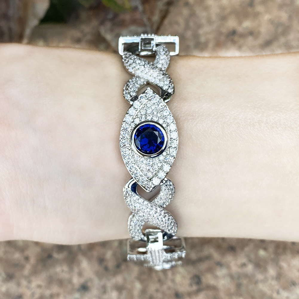 Hip Hop Colorful Eye Cross Infinite Chain Bracelet 5A Zircons Women Mens Sport Jewelry