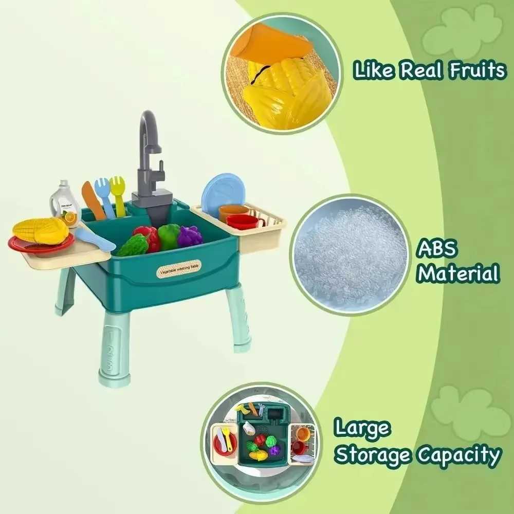 Childrens Play At Home Toys Early Education Kitchen Simulation Electric Dishwashing Table Water Outlet Vegetable Washing Toys C250922