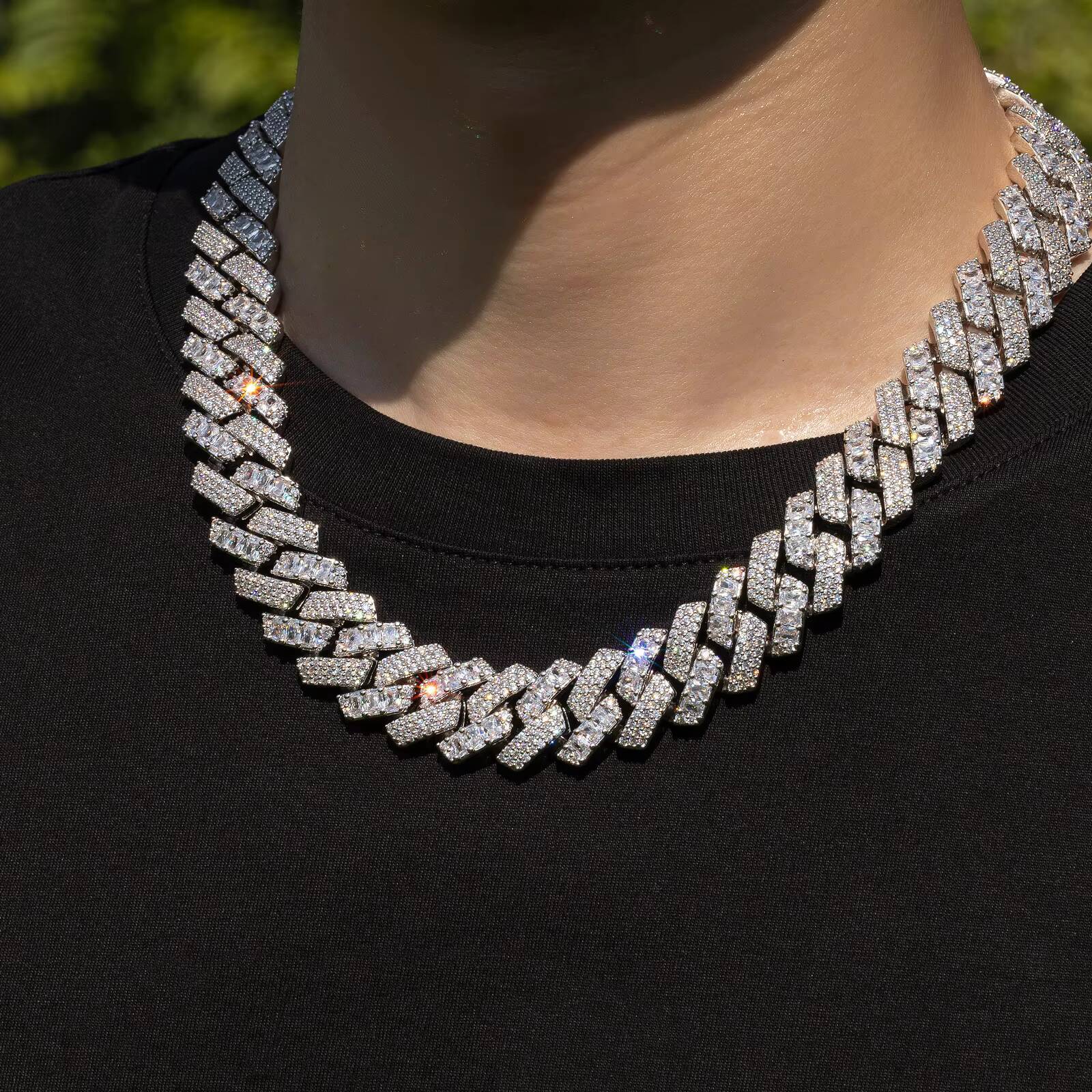 Top Icy 18mm Mix Style Cuban Link Chain Box Clasp Luxury Man Hip Hop Necklace Bling Square Mix Round Diamond Cuban Necklace