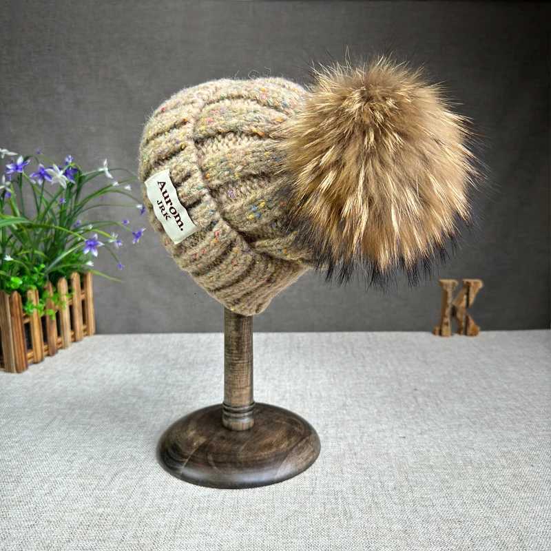 2025 New Fashion Natural fur pp hat for wen High quty mixColor Beanies Winter Hats for wen Warm Fem beanies Y250920