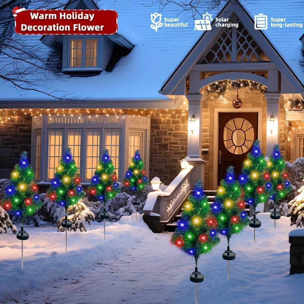 LED Solar Christmas Tree Lights Waterproof Halloween Christmas Outdoor Lawn Lamps Garden Patio Landscape Lamps Party Gifts C250922