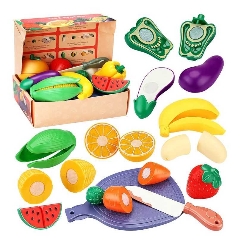 Cuttable Fruits And Vegetables Toy Kitchen Accessories With Knives And Board Pretend Food Play Food Cutting Set For Kids C250922