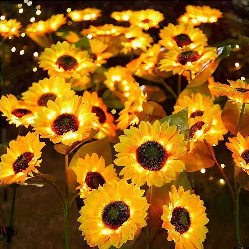 Garden Sunmer Lights Outdoor Solar Simulation Colorful Butterfly Sunflower LED Lawn Lamp Landscape for Camping Wedding Decor C250922