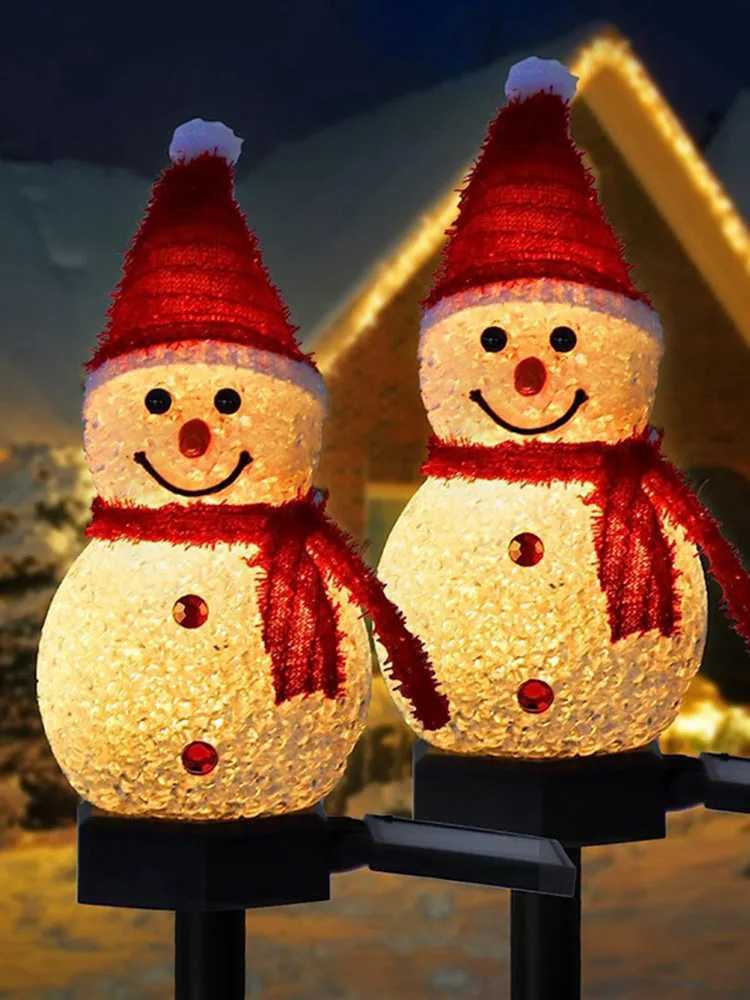 LED Snowman Solar Garden Light Outdoor Ground Stake Light Solar Powered Xmas Pathway Lights For Christmas Lawn Yard Decoration C250922