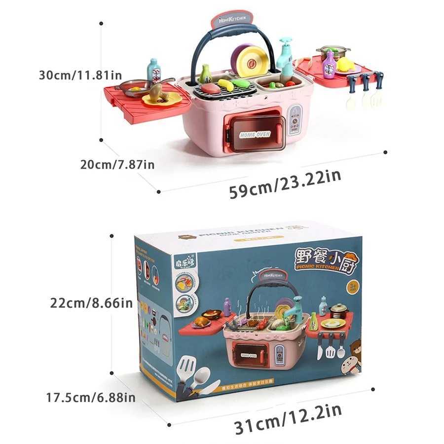 Kids Toddler Baby BBQ Grill Kitchen Toy Set Pretend BBQ Grill Toy Set for Kids Kitchen Toy Accessories Play Food Set C250922