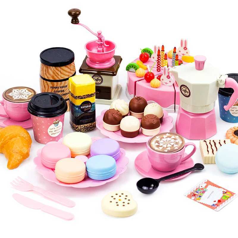 Children Toy Food Tea Set Model Girl Simulation Kitchen Coffee Cake Pretend Play Cutting For Kids Play House Birthday Gifts C250922