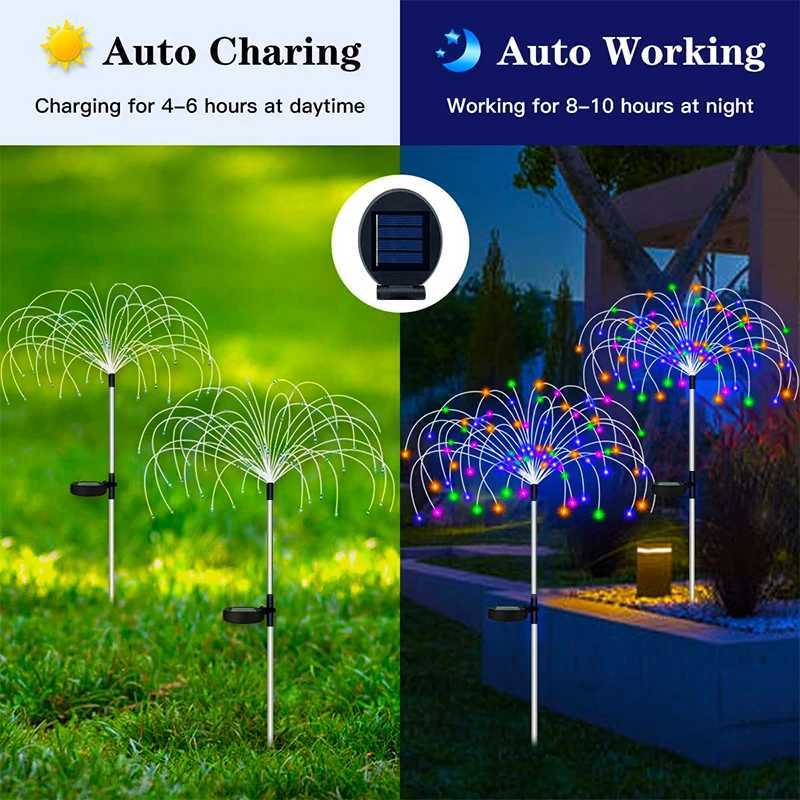 Outdoor LED Solar Firework Lights Waterproof Garden Decor Lawn Lamp Dandelion Pathway Patio Fairy Solar Lights C250922