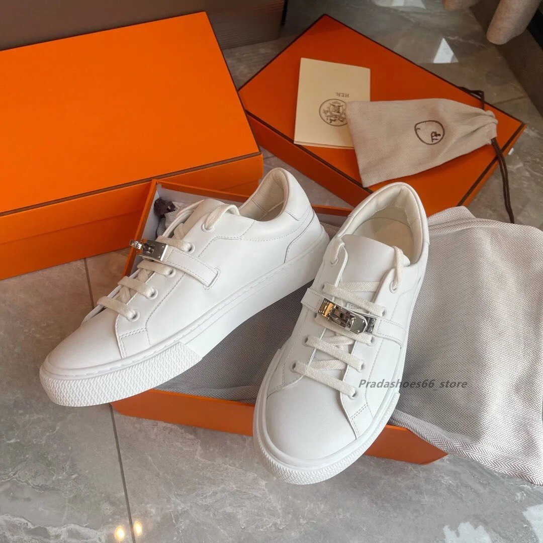 High quality Luxury designer Men Women Classic White Kids Sneakers Low Top Lace-up Casual Comfortable Flat Shoes H Fashion Minimalist Style horse Sneakers Kelly