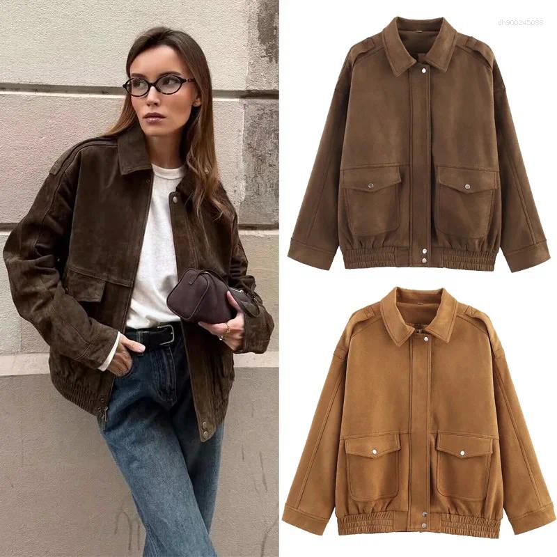 Jackets Bombardero printkaoir para mujeres Expernicias exteriores Jaqueta de ante