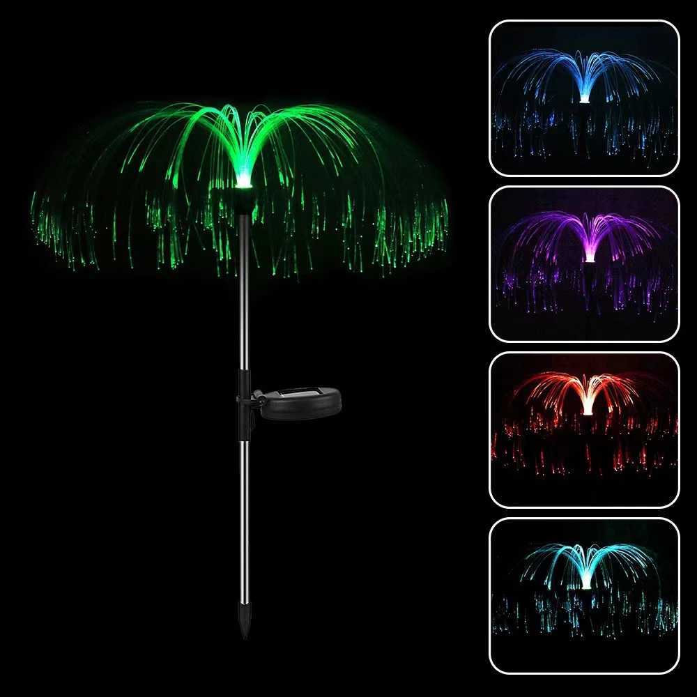 LED Waterproof solar garden lamp outdoor waterproof lawn lights optical fiber jellyfish lamp for roadyardparty decoration C250922