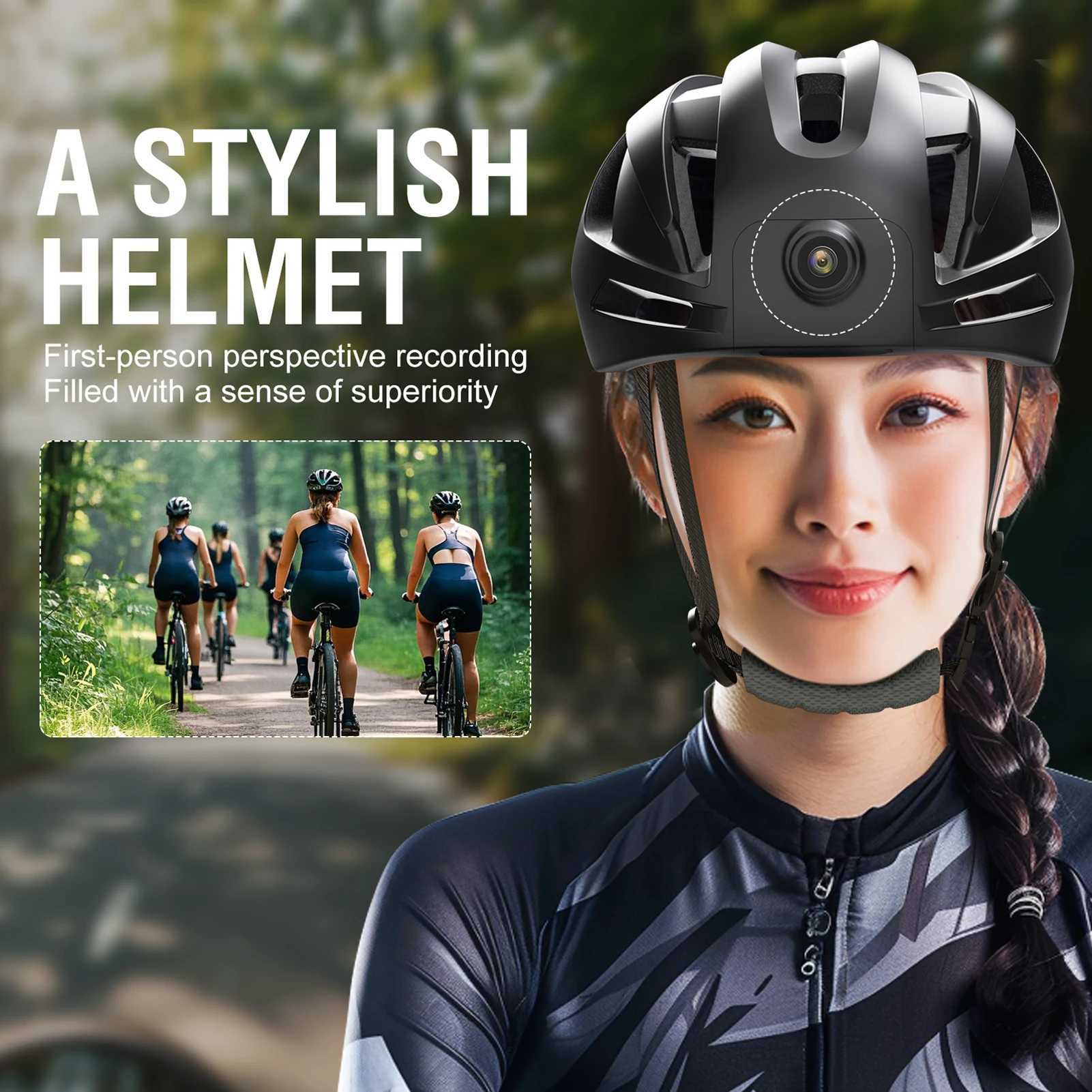 Bike Helmet with BT Smart Riding Helmet with 1080P Camera and Rear Lights Universal Adjustable Motorcycle Helmets for Men J251105
