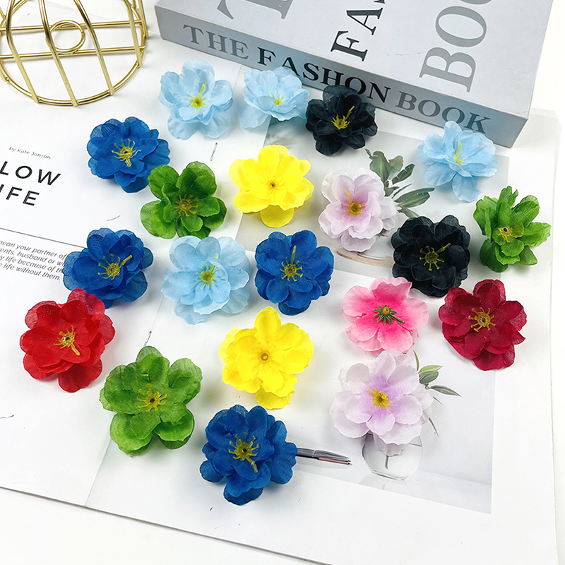 Artificial Peach Plum Blossoms Silk Flower Heads Fake Flower Accessories Wholesale for Wedding Bouquet Bridal Shower Home Decor Floral Arrangement Ornaments