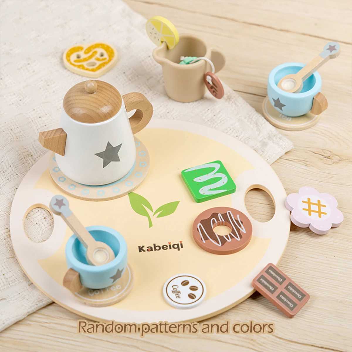 Kids Wooden Tea Set Play House Pretend Make Tea Play With Teapot Teacup Afternoon Snack Role Playing Toys Boys Girls Gift C2509221