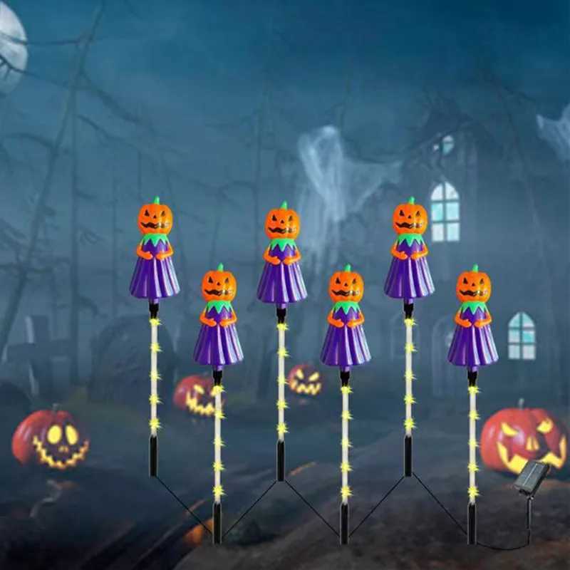 6pcsset SolarPowered Halloween Decoration Lawn Lights For Garden Pumpkin Ghost Design Outdoor LED Yard Lights Holiday Lamp 601 C250922