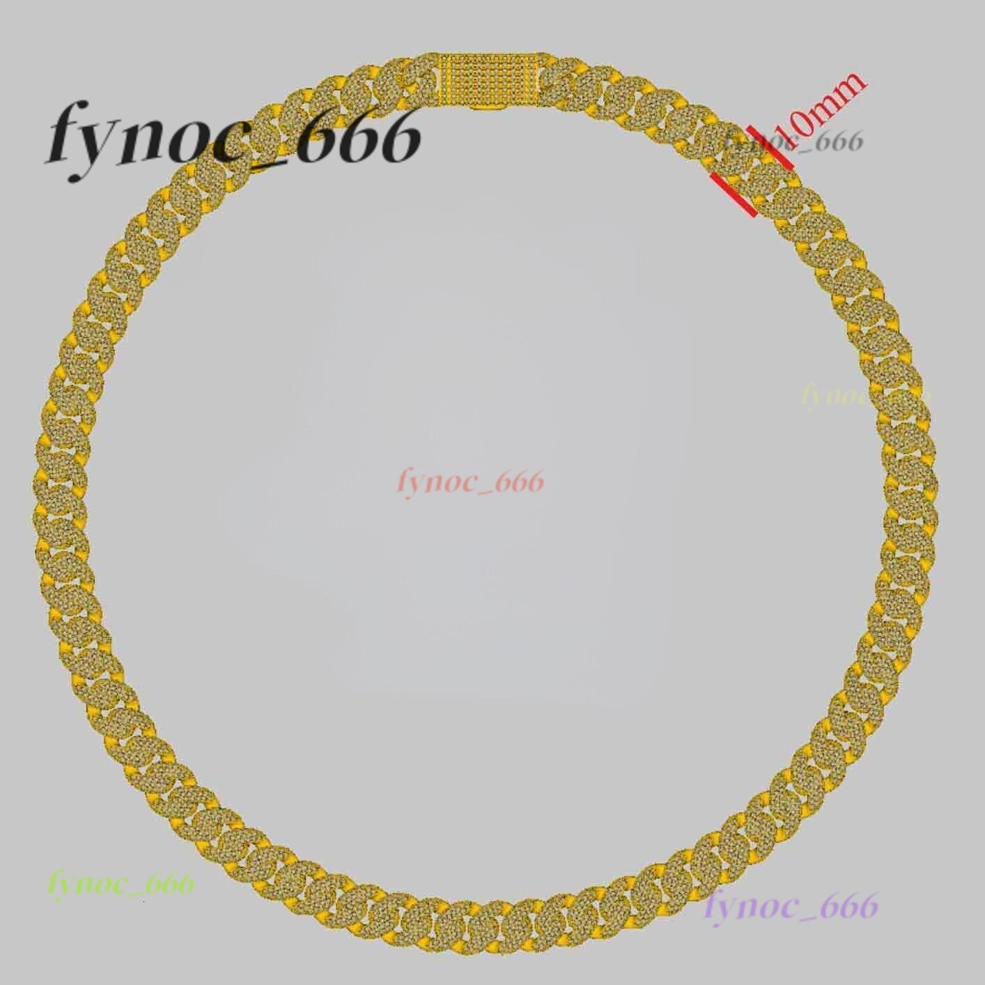 10mm Cuban Chain Full Moissanite S925 Silver Diamond Cuban Chain Trendy Necklace Accessories