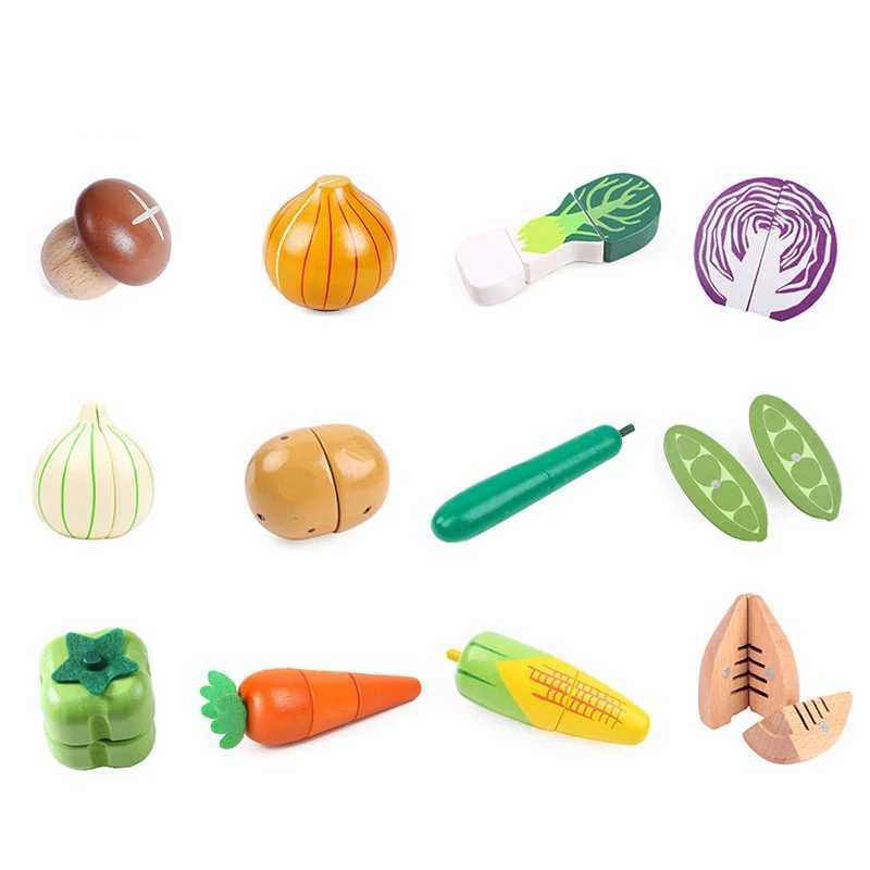 1PCS Magnetic Wooden Cutting Fruit Vegetables Food Toys Pretend Play Simulation Kitchen Model Educational Toys For Children Kids C250922