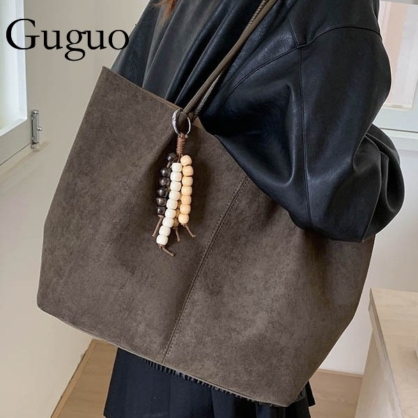Guguo Designer Bag Cross-border Simple Suede Tote Bag For Women 2025 Autumn Winter New Luxury Bag Velvet Mother-daughter Bag Large Capacity Handbag Sh