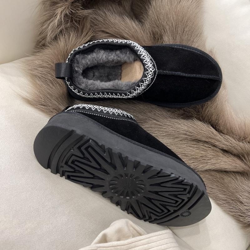 Free Shipping 2025 Women's Ethnic Bohemian Woven Platform Snow Boots Shearling Leather Wool Lined Non-Slip Winter Bootie Slippers