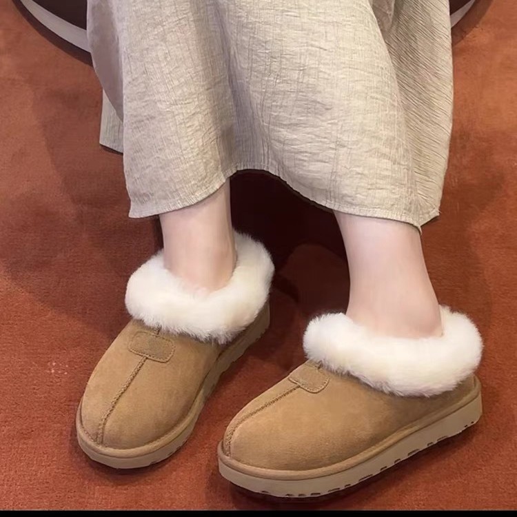 2025 Women's Thin Sole 'Tact' Ankle Snow Boots Genuine Leather Wool Plush Lined Slip-On Thermal Non-Slip Winter Shoes