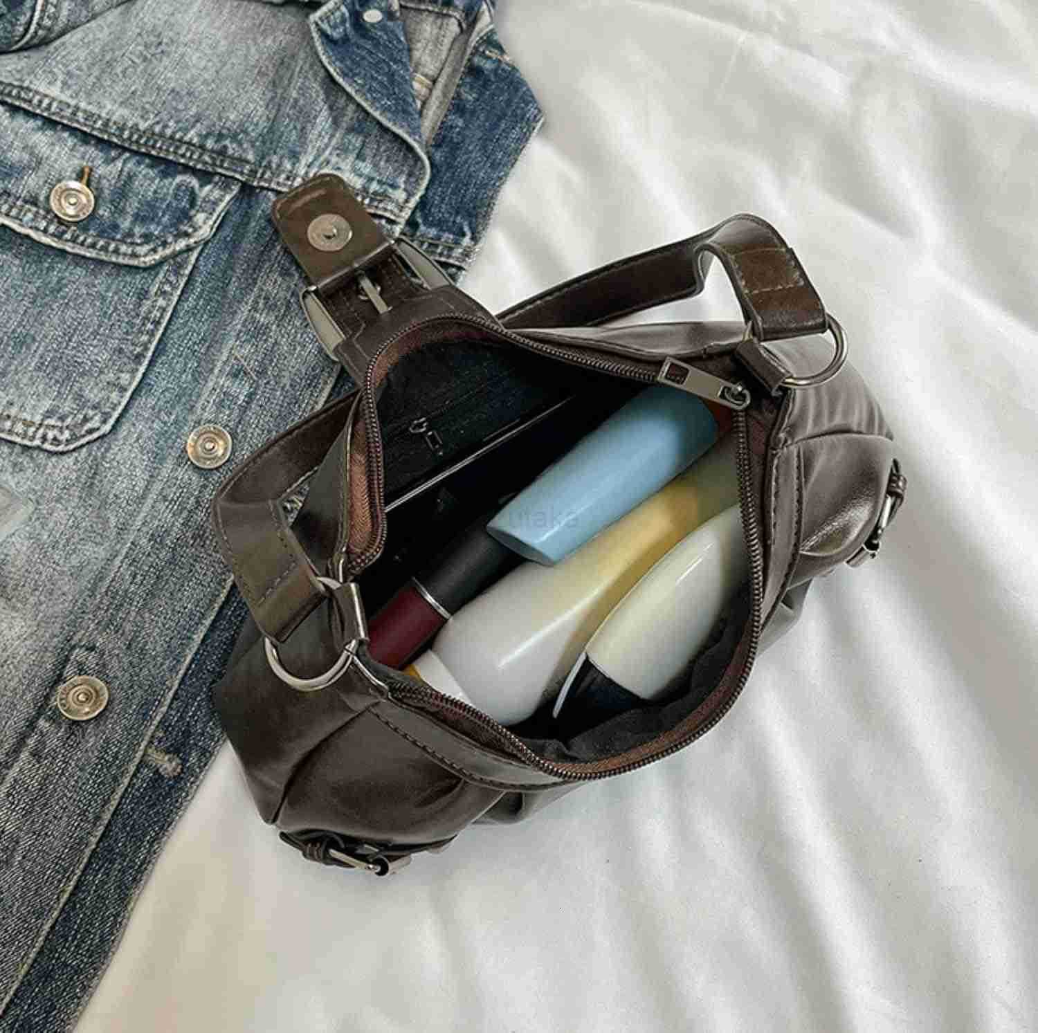 Y2k Purses for Women Small Hobo Shoulder Bags Top Handle Handbag Goth Punk Clutch Purse Trendy Underarm Bag Black Z250922