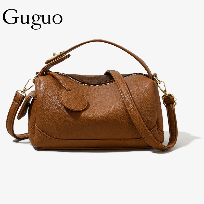Guguo Designer Luxury Bag Bag Bag For Women 2025 New Crossbody Soft Leather Large Capacity Commuter Boston Pillow Bag Women's Handbag Shoulder Ba