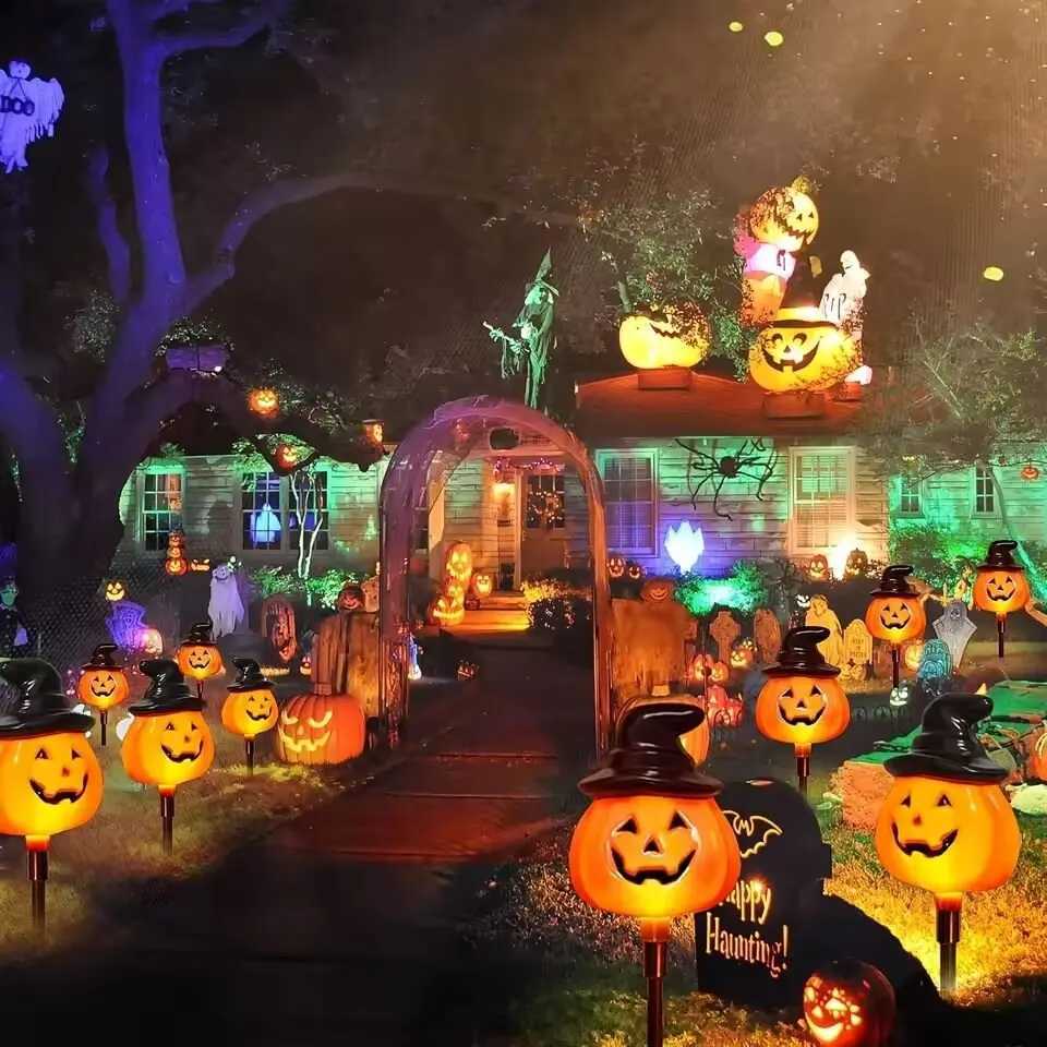 5PCS Solar Halloween Pumpkin Lawn Lamp Outdoor Waterproof Garden Lights Decoration Landscape Lighting For Festive Yard Walkway C250922