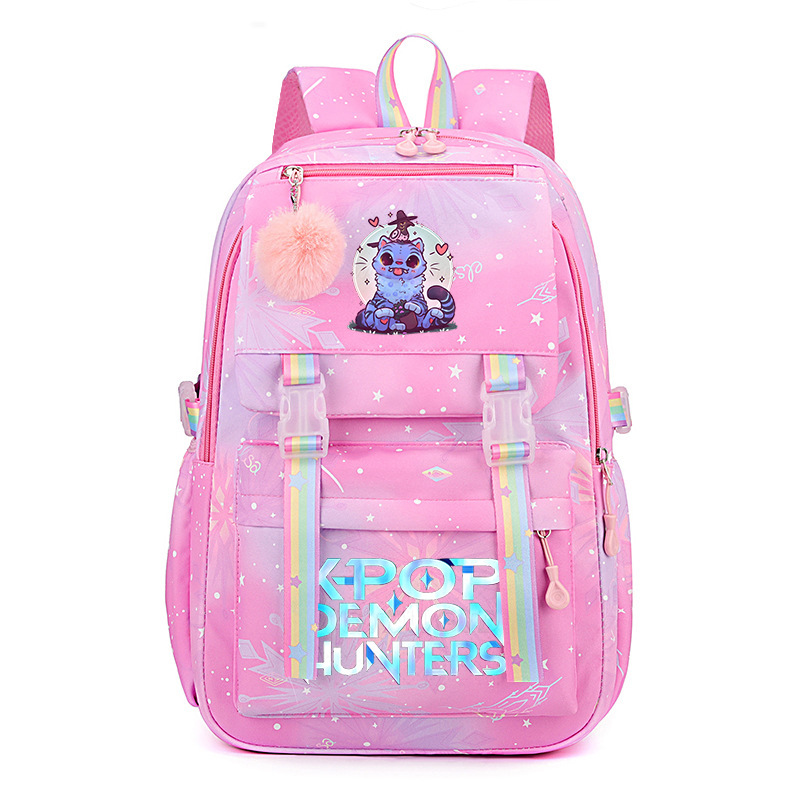 Kpop Demon Hunters Preppy Style Model School Backpack College Style Lightweight Backpack Sweet&Fresh Rainbow Backpack
