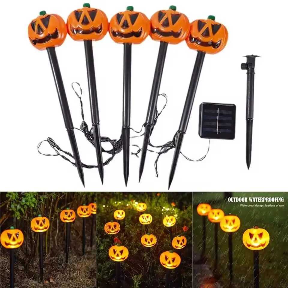 5 Pack Solar Halloween LED Garden Light Outdoor Lawn Decoration Lamp Waterproof Ground Plug Light For Yard Walkway Party Festive C250922