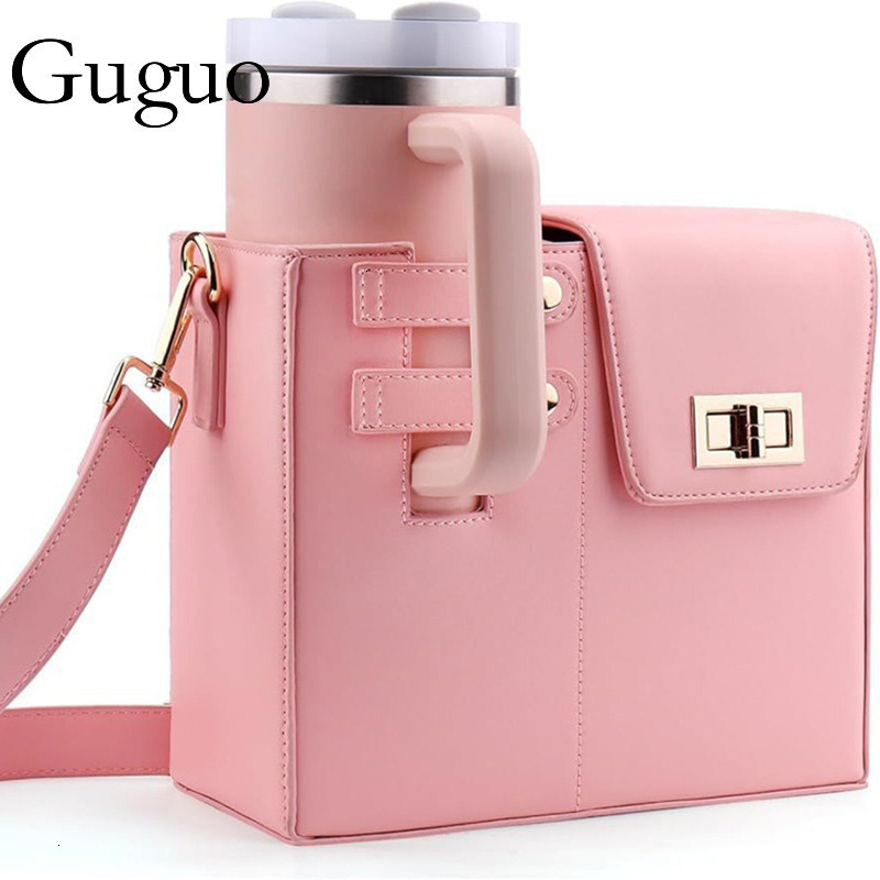 Guguo Designer Bag Hot-selling Outdoor Portable Beverage Bottle Water Cup Bag 2024 New Pink Large Insulated Cup Single Luxury Bag Shoulder Crossbody B