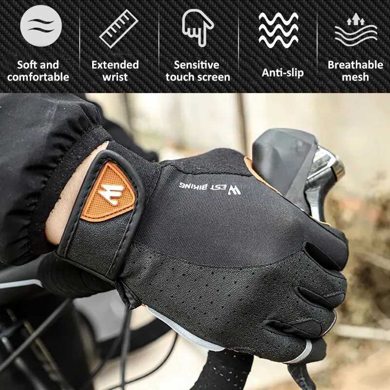 WEST BIKING Cycling Gloves Breathable Full Finger Mitts MTB Bicycle Sports Gloves Men Women Spring Autumn Gym Motorcycle Gloves J250922